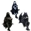 Open Book Reading Figurine Resin Shelf Sitter for Bookshelf Display, Dark Fantasy Statue for Desk Placement and Library Use