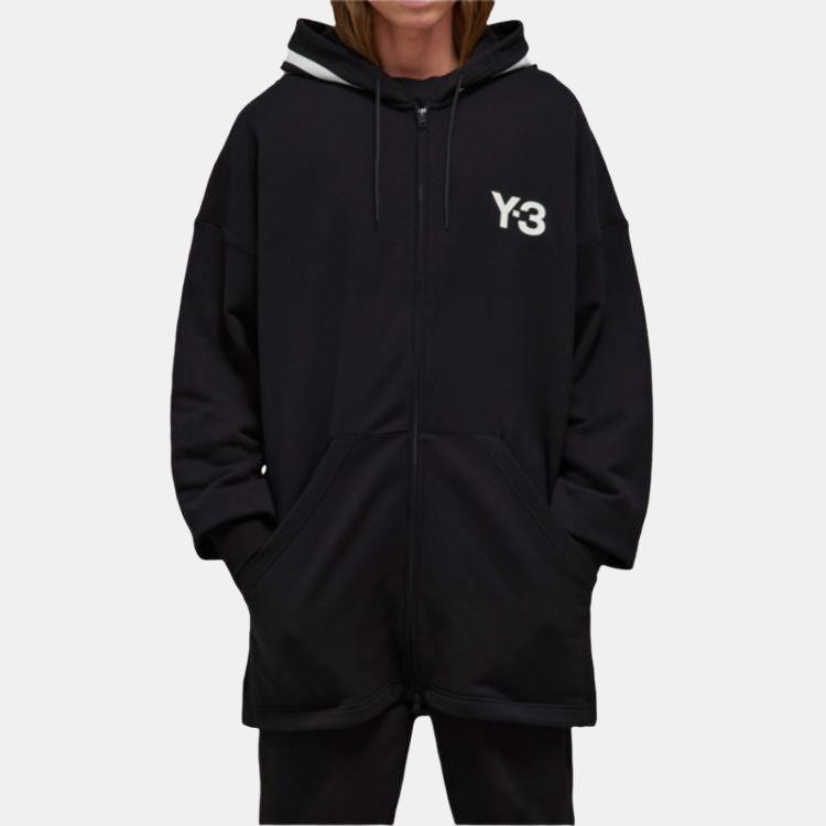 Y-3 Ss22 Solid Logo Stripe Printed Long Sleeve Hoodie Jacket Men jackets Black HG6072