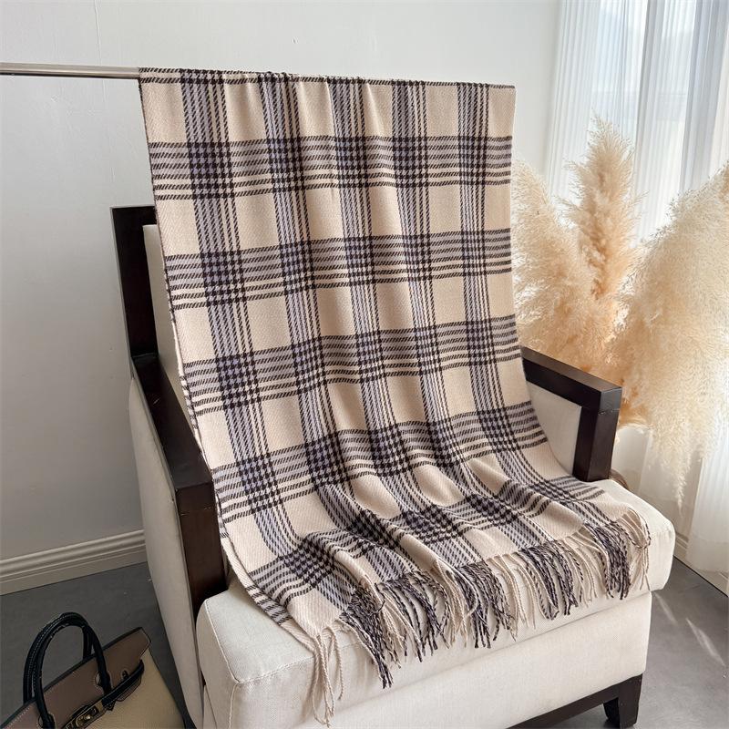 Maillard Style Sub-autumn and Winter Warm and Cold Scarf Shawl Commuting Versatile Couple Fringed Imitation Cashmere Scarf