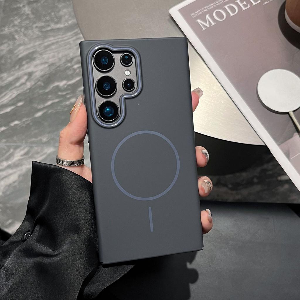 New Model Suitable for Samsung S25ultra Thin Ring Magnetic Suction Phone Case S23U Skin Skin Scrub Anti Fall A56 Protective Case