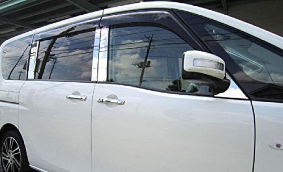 BRIGHTZ Finish Stainless Steel Pillar Panels for Toyota Serena C26 with Visor Compatible with and NC26 Ultra-Mirror (12-Piece Set) (PIL-SIL-233) -