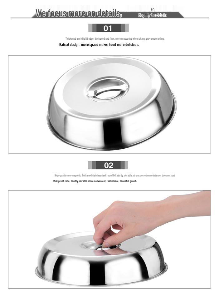Stainless Steel Multi-Purpose Round Lid for Griddle, Grill, Pot, Bowl, Plate, Heating, Fresh-Keeping, and Vegetables