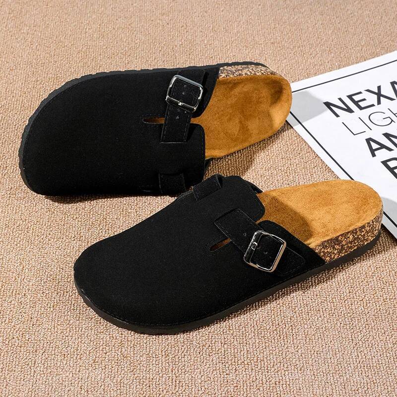 Shoes Fashion Men's Suede Mules Slippers New Women Clogs Cork Insole Sandals With Arch Support Outdoor Beach Slides Home Shoes