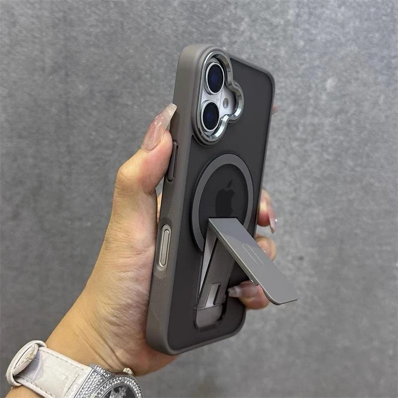 

Matte For Magsafe Magnetic Stand Invisible Support Case For iPhone 17 Air 16 E 15 14 13 12 11Pro Max Plus Translucent Hard Cover For iPhone 16E