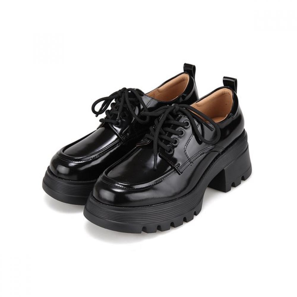 

Barbara Cowhide Enamel Shoelace Derby Loafer 6cm Bbi144bk 245mm