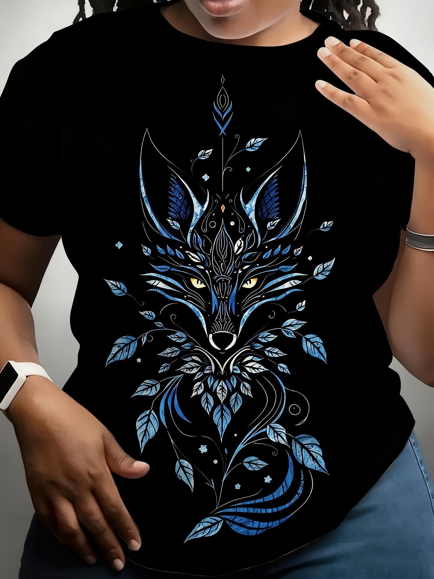 

Women s Blue Flame Fox Totem T-Shirt - Chinese Style Loose Fit Round Neck Short Sleeve Top. Suitable for Summer Casual Wear. Themed Events ; Everyday S дубильная кора