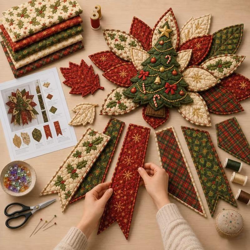 Weihnachts-Stepp-Türhänger Nähset DIY Weihnachtsbaum Schneemann Handgemachtes Kunsthandwerk-Set Hausparty-Dekoration Geschenkzubehör