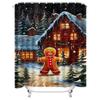 Tuniu Charming Gingerbread House Shower Curtain Festive Holiday Decor Cozy Winter Forest Bathroom Set Cute Christmas Village Bac