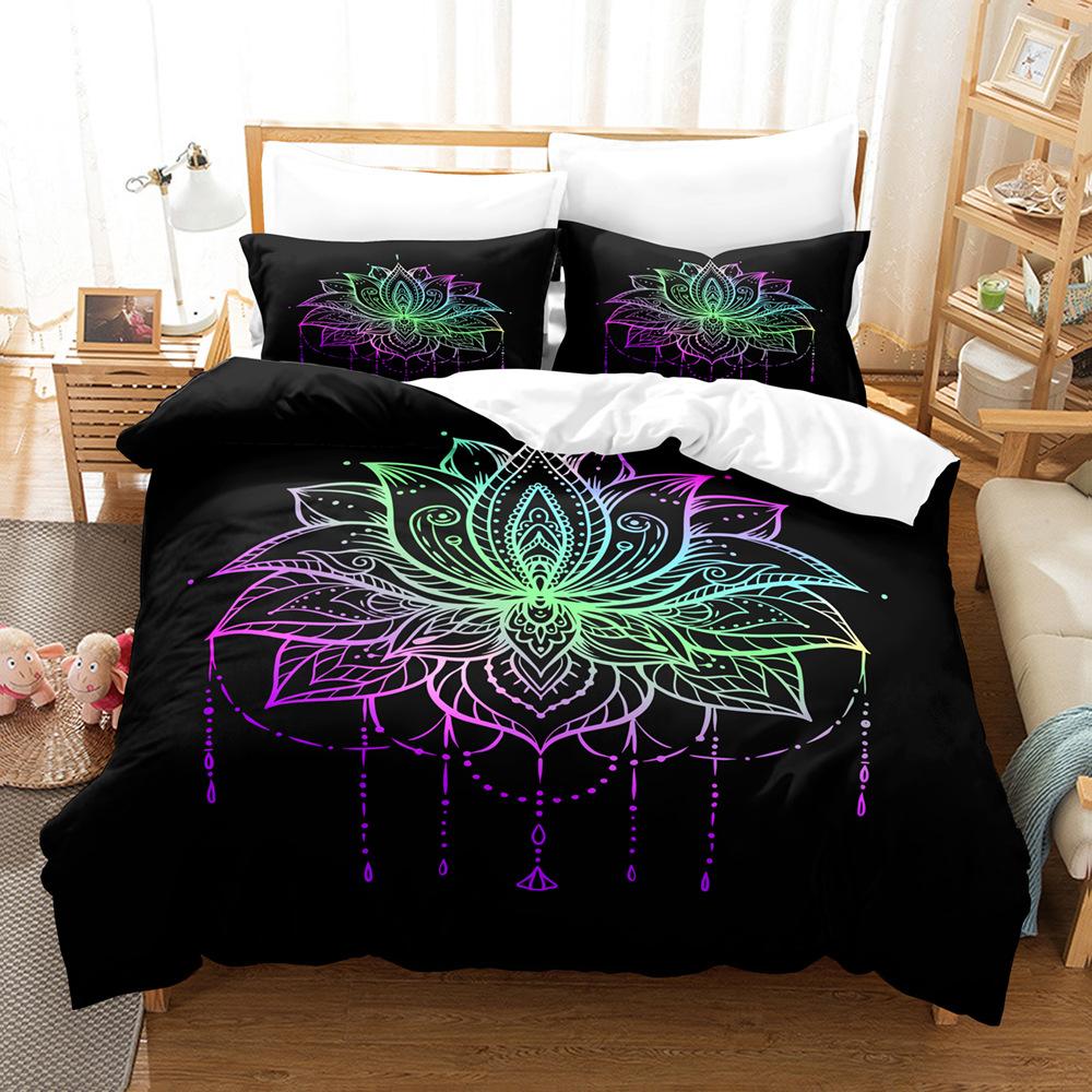 3D Buddha Bedding Set Microfiber Luxury Printed Down Duvet Cover Pillowcase 2/3 Birthday Gift AU210 * 240 Full Size Quick Drying Soft Home Textile