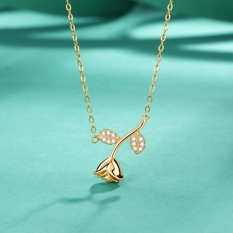 

Ожерелье с розой Женская индивидуальность Универсальное Мори Трехмерная роза Цепочка на ключицу Ювелирные изделия Женские