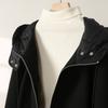 Hooded double zipper down jacket for women in winter 2025, fashionable, loose, versatile, casual, medium to long length with added fleece jacket