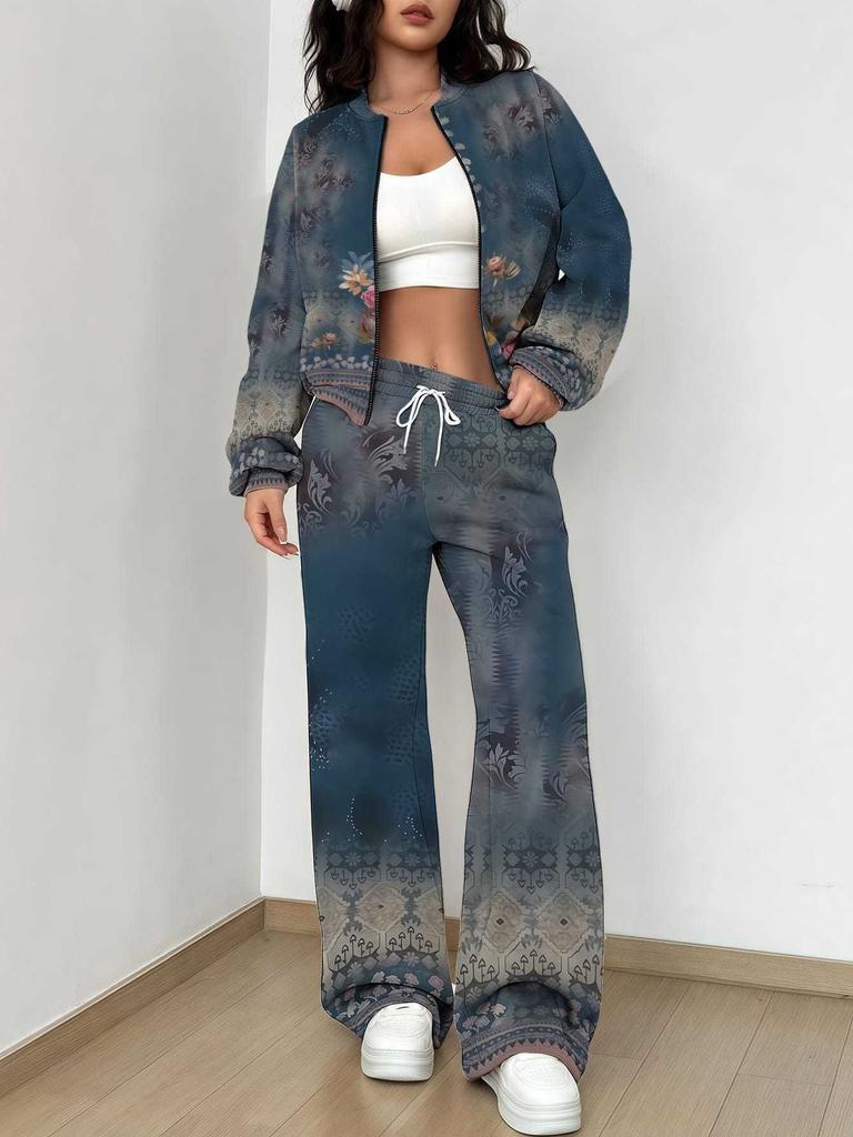 Ethnic Style Printing 1116 New Autumn and Winter New European Beautiful Woman Suit