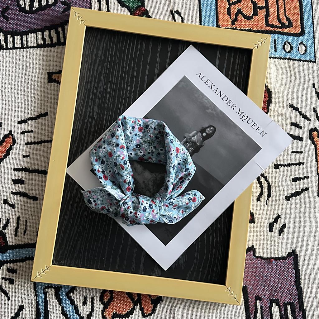 1Pc Women'S Silk Scarf Small Square Women'S Cotton And Linen Scarf Fresh Small Floral Encryption Decorative Retro Headband