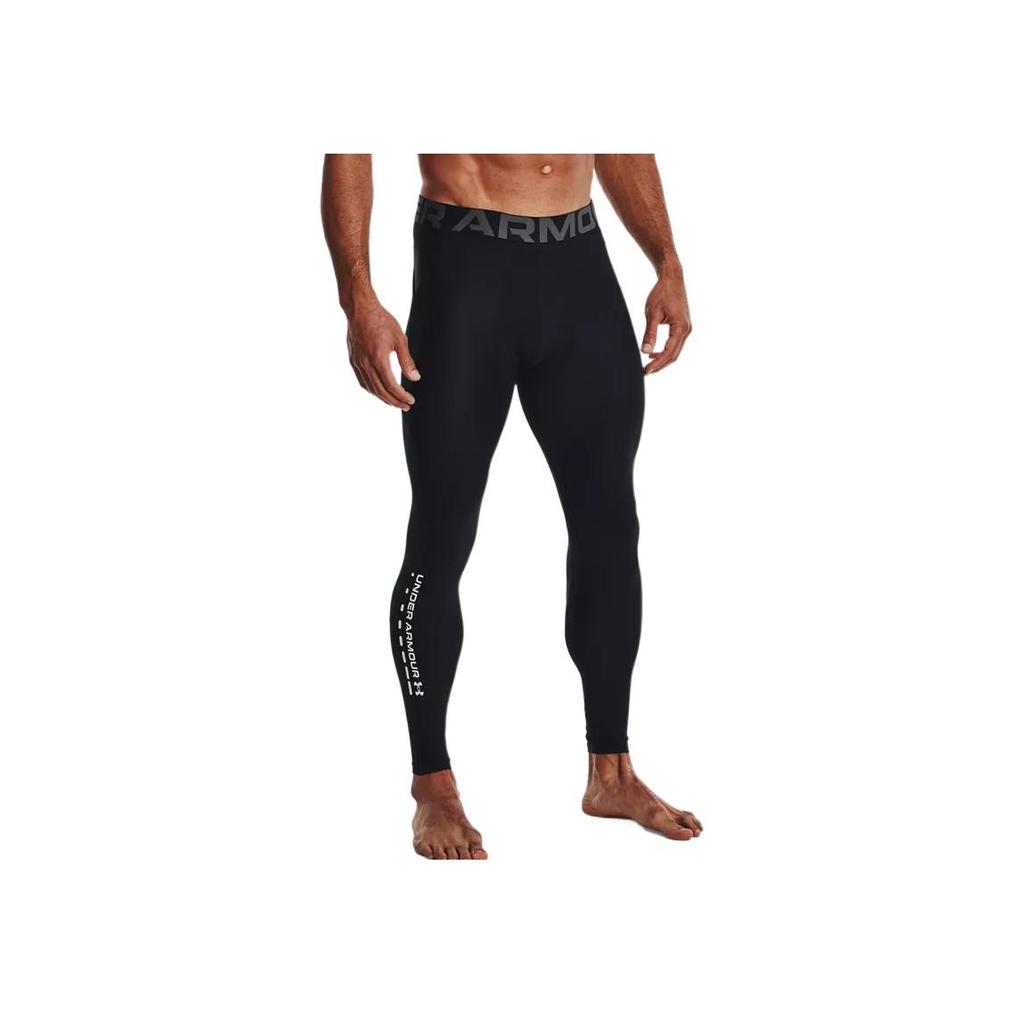 Under Armour Printed Letter Elastic Waist Fitness Leggings Men Leggings Black 1370663-001
