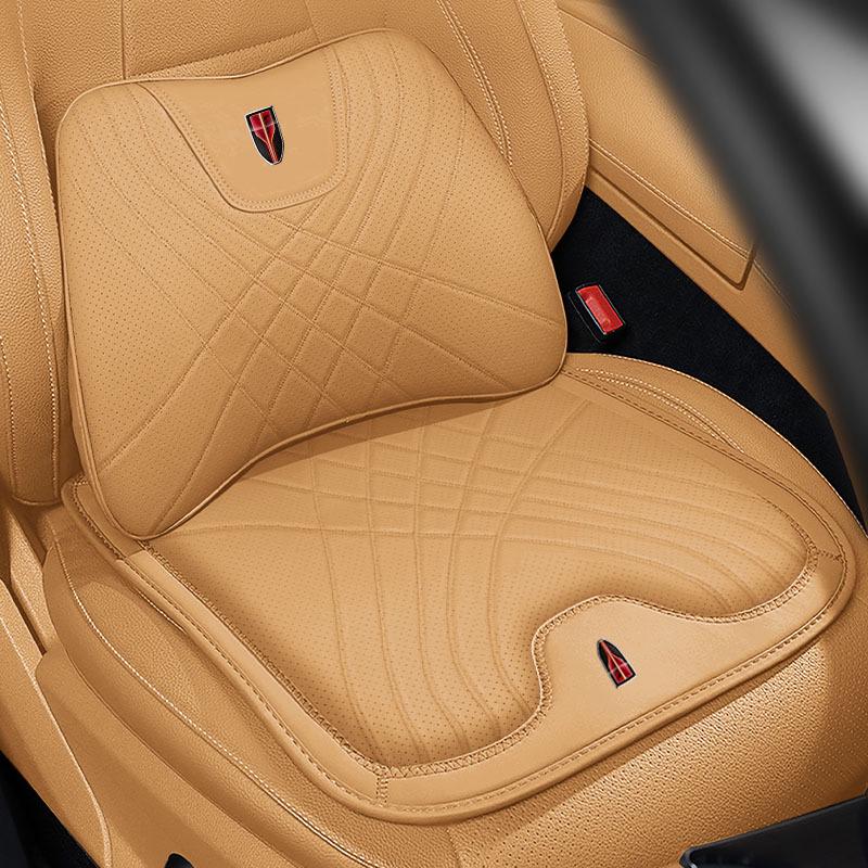 Polštář z paměťové pěny pro podporu krku a beder pro Hongqi HS5, H5, HS7, H7, H9 - Polštář na opěrku hlavy a opěradlo do auta z pravé kůže