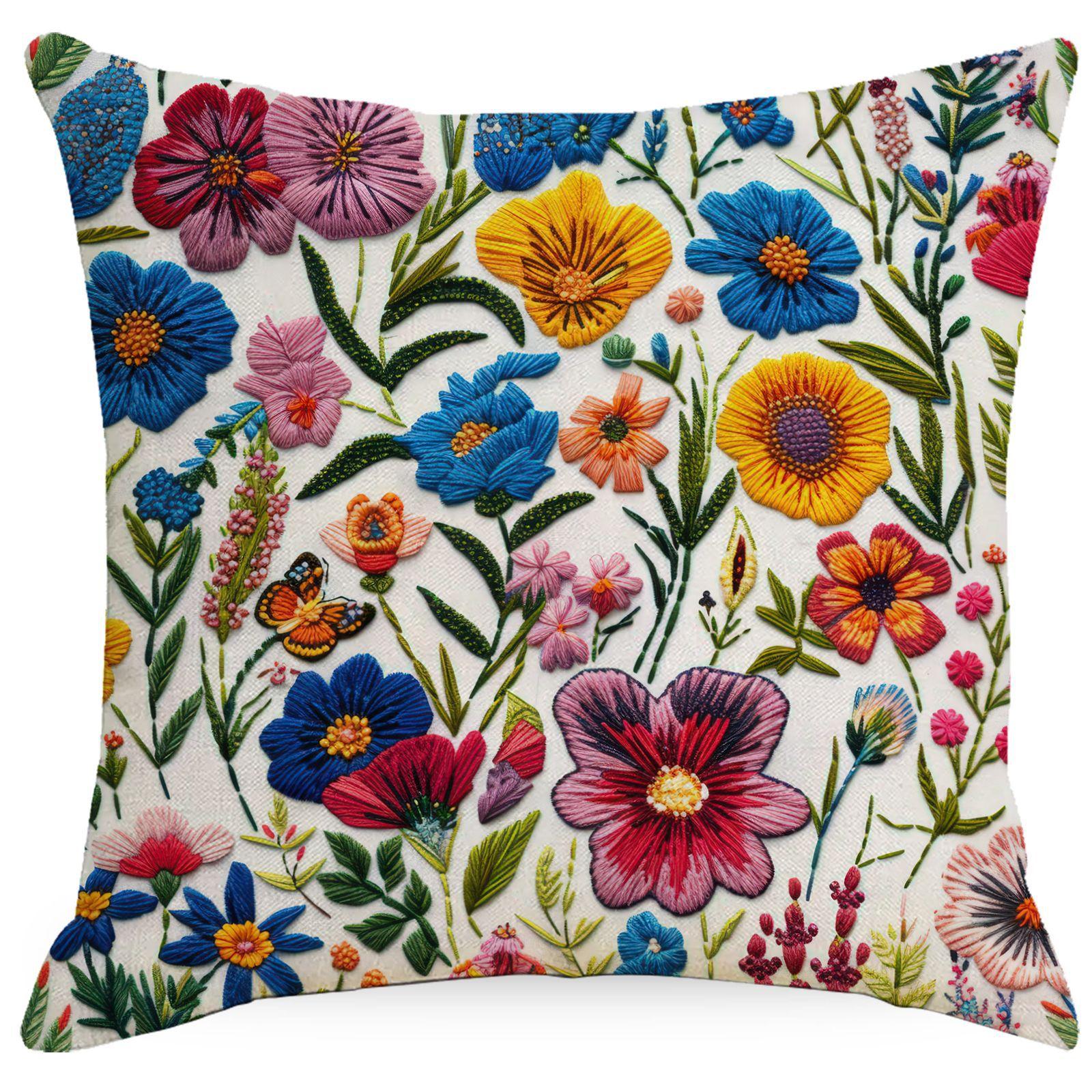 

New Imitation Embroidered Floral Pillowcase Home Sofa Cushion Pillowcase Decoration 45 * 45Cm