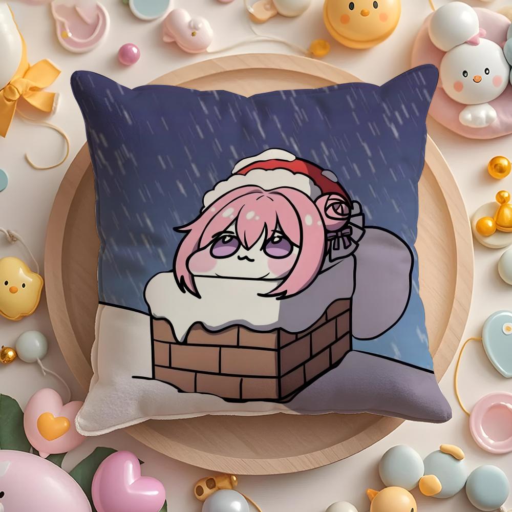 DORO Doll Victory Pink Dog Pillow Case Soft Plush Fabric Double-Sided Printed Cushion Cover Warm Winter Sofa Pillow Case