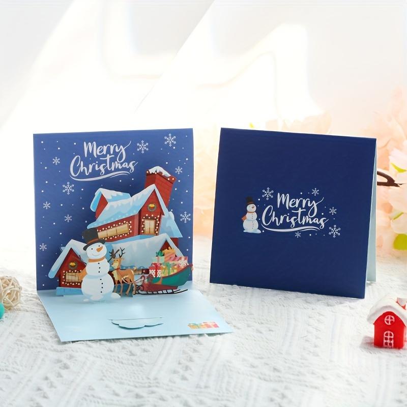 3pcs 3D Christmas Card Decorative Handwritten Blessing Festival Decors Postcard Folding Gift