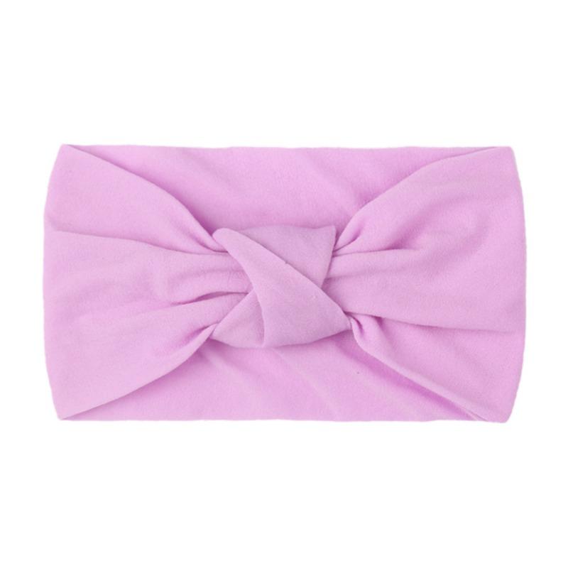 Summer Children's Headgear Baby Solid Color Nylon Knotted Wide Edge Headband Soft Double Knotted Headband