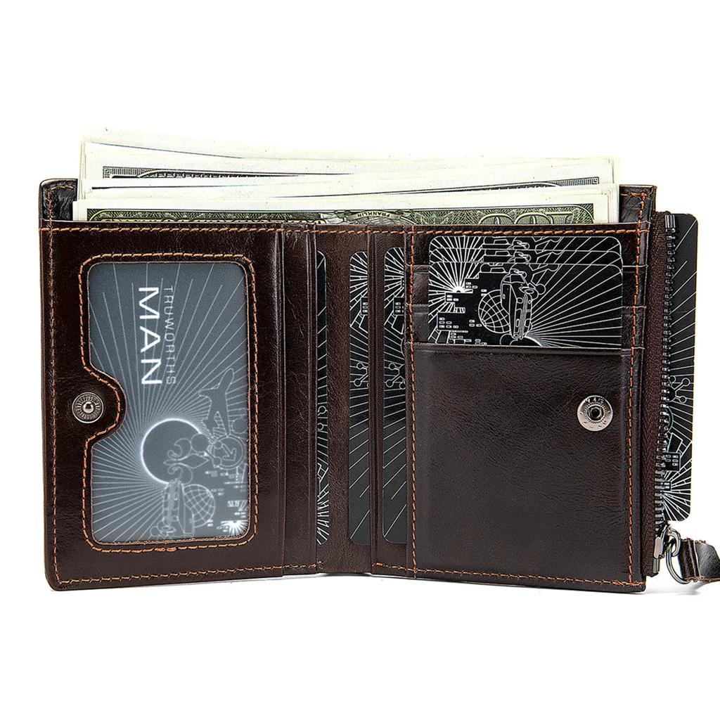Men's Genuine Leather Wallets Multifunction Card Holder Vintage Short Wallet Business Clutch Bags