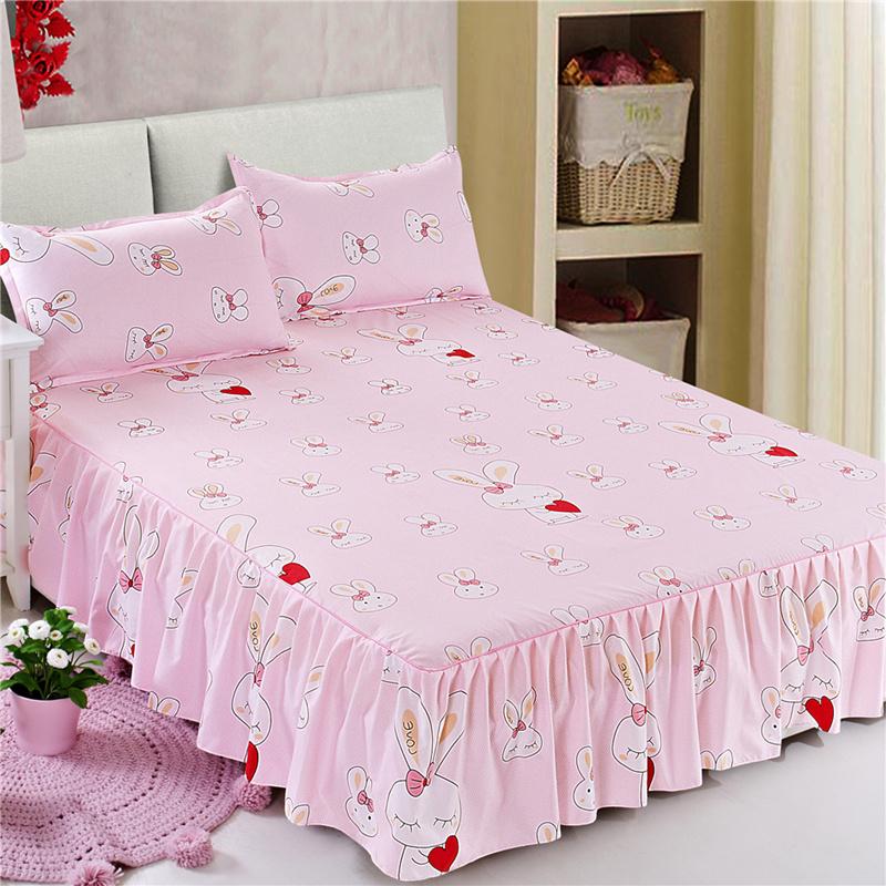 Bed Skirt Anti-dirty Sheet Bedspread Printed Elastic Band Bedclothes Queen King Skin-friendly Beds Protector Bedroom Space Decoration
