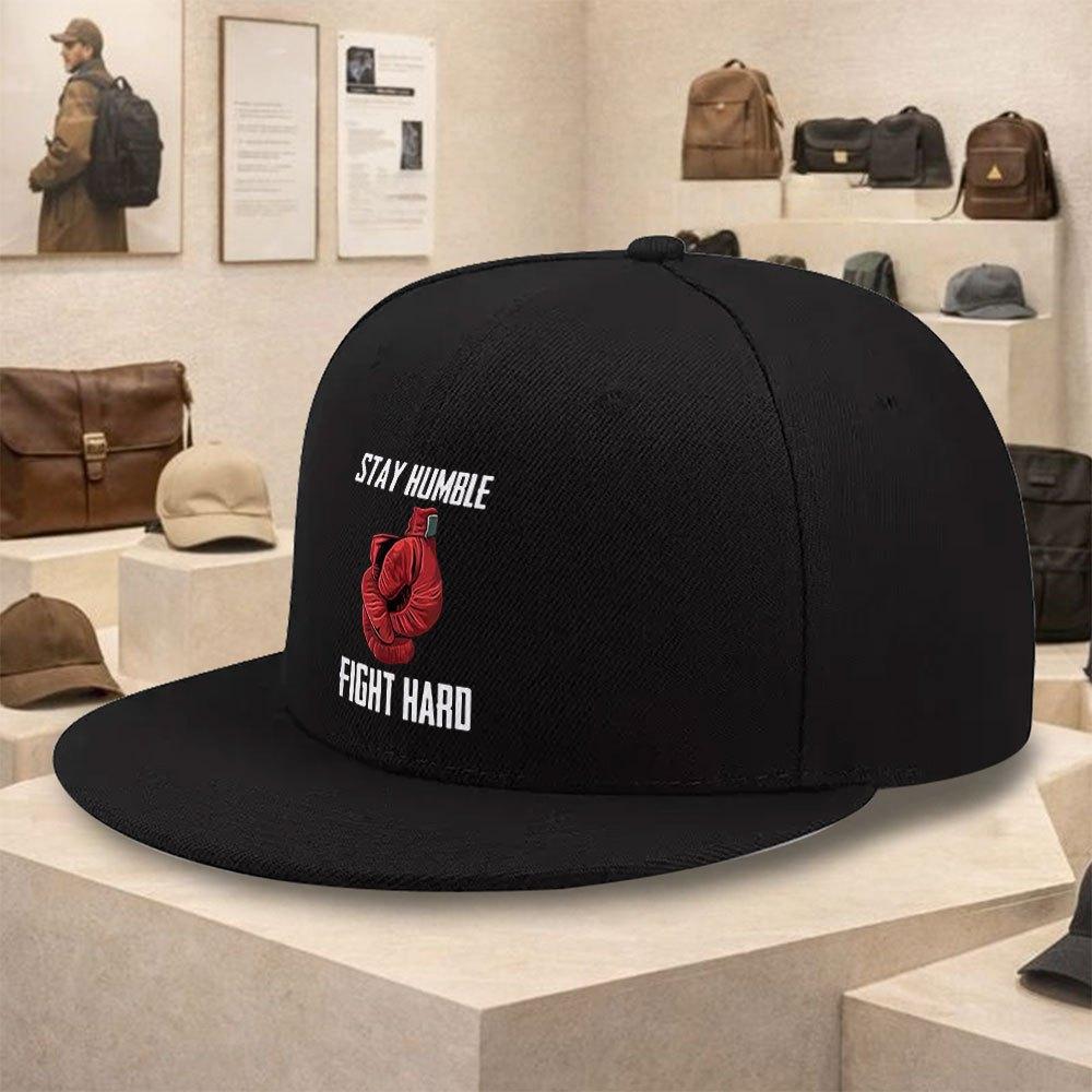 Stay Humble Fight Hard Boxing Graphic Baseball Cap Polyester Flat Brim Unisex Casual Street Style