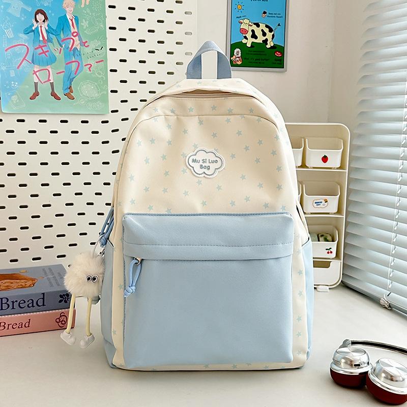 Schoolbag New Japanese Ins High Value Fresh Sweet Cute Star Backpack Junior High School Students Lightweight Travel Backpack