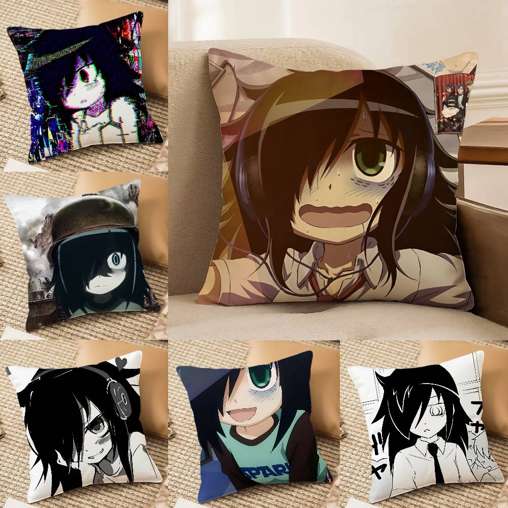Funny Blushing Girl Design K-Kuroki T-Tomoko Pillow Case Anti-dustmite Invisible Zipper Sofa Bed