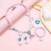5Pcs Cute Mermaid Tail Necklace Bracelet Set Kids Colorful Acrylic Faux Pearl Beads Jewelry Princess Gift for Kids Girls