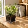 Clear Acrylic Flower Pot Square Plant Pot, Orchid Planter with Drainage Holes Phalaenopsis And Saucer, Breathable for Oncidium Planting Tray