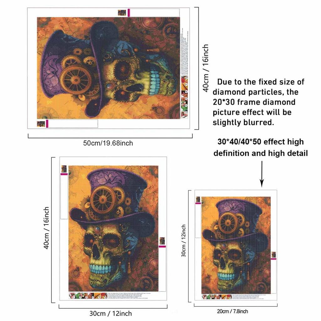 DIY Diamond Painting Canvas Steampunk Skull Top Hat Design 5D Full Drill Art Creative Leisure Craft Home Wall Decor Kit