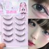 Korean Style Hard Stem Wet Tip False Eyelashes Natural Voluminous Full Strip Lash Effect for Kpop Makeup