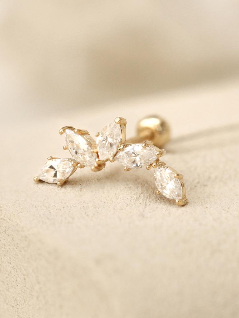 Minimalpiercing 14K Boat Curve Cubic Piercing Earrings