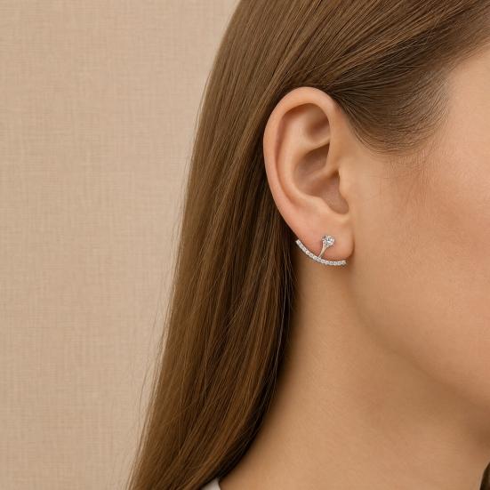 1 Pair Rhinestone Earrings for Women, Cubic Zirconia Stud Earrings, Lightweight Cartilage Helix Earring Jewelry