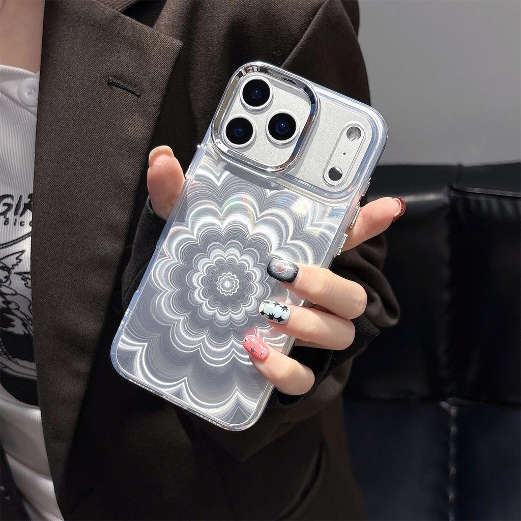 For iPhone 17 Pro Case Striking Phantom Flower TPU Cover with Electroplating Lens Frame