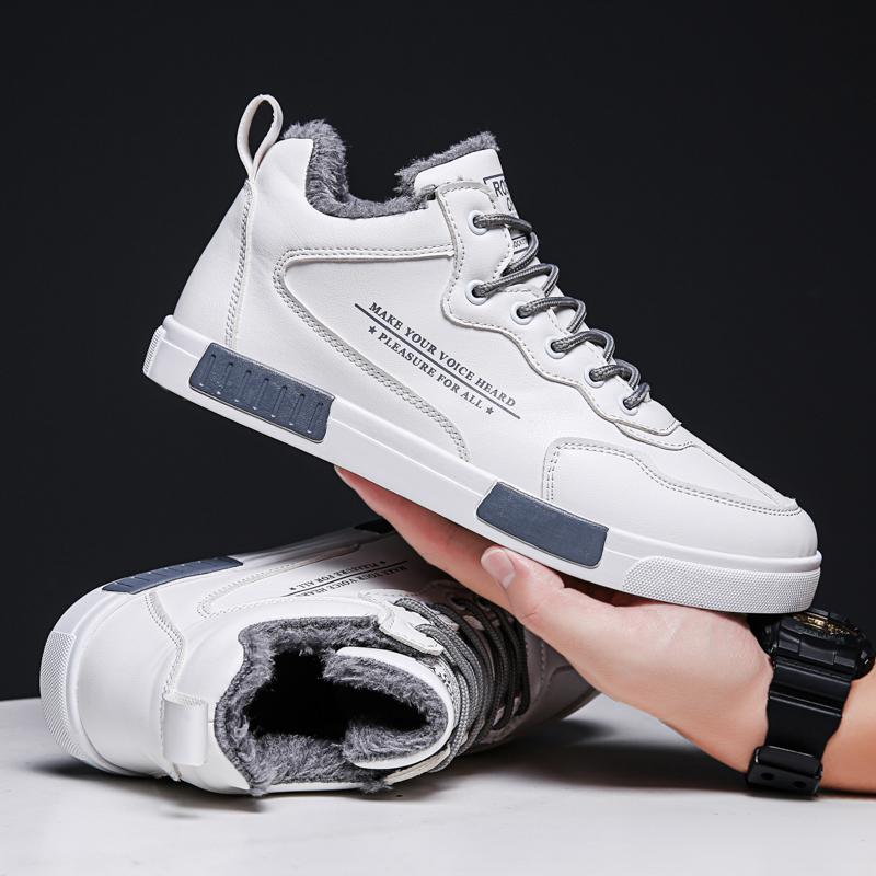 Warm Winter Trend Men's Hightop Cotton Sneakers Male Students Walking Running Casual Skateboard Shoes Leather Boots