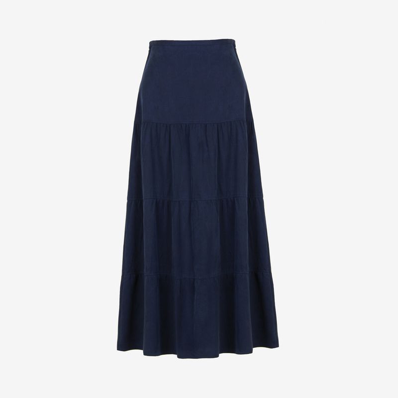 

Blue Rose Plus size women clothing Thick Rayon Twill Autumn and Winter Skirt women A Word Solid Color Mid-Length Waist Skirt Navy blue 5XL