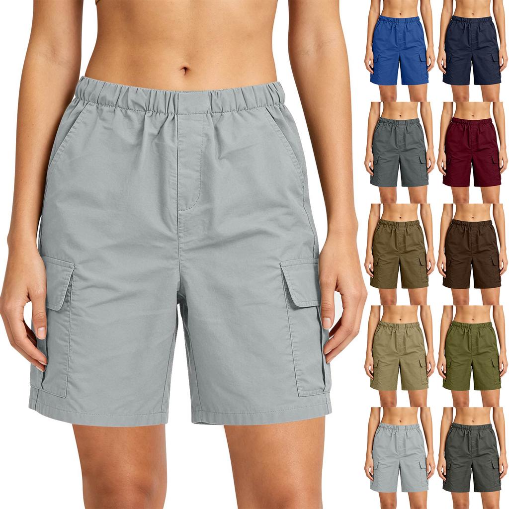 Women’s Loose Fit Outdoor Cargo Shorts with Multiple Pockets Relaxed Mid-Length Utility Shorts for Summer Sports Hiking