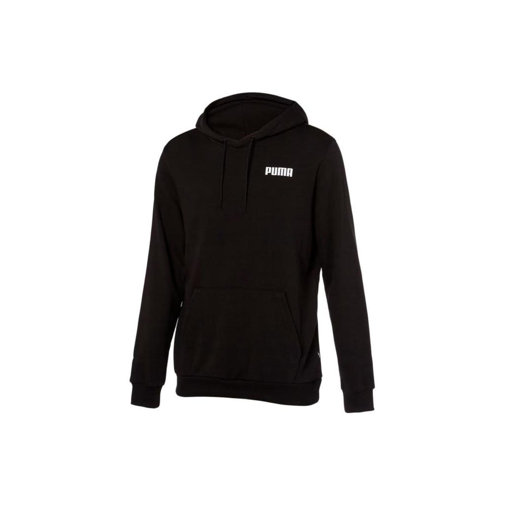 Puma Solid Color Letter Print Hooded Drawstring Pullover Long Sleeve Sweatshirt Men sweatshirt Black 84722901