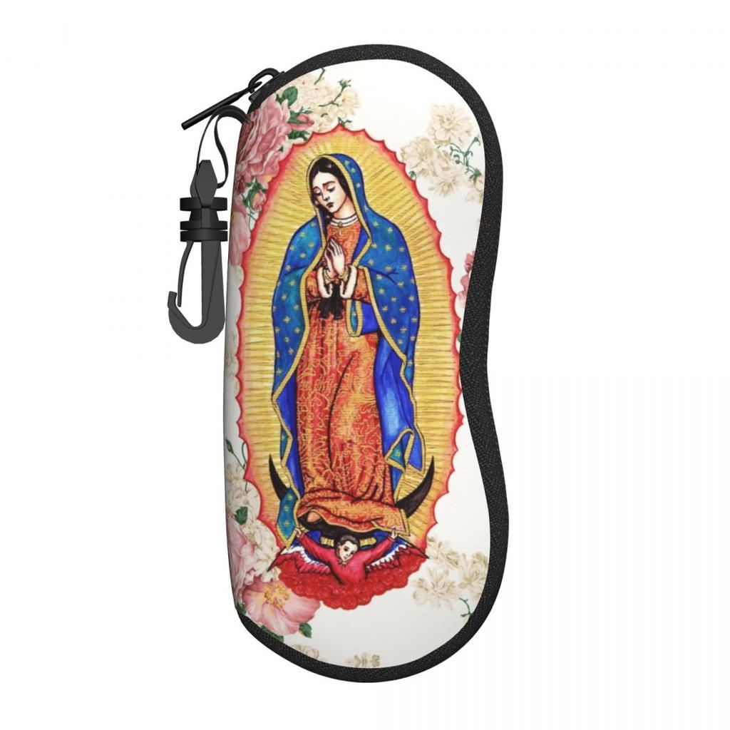 Virgin Of Guadalupe Sunglasses Soft Case Neoprene Zipper Mexico Catholic Virgin Mary Shell Eyeglass Case Protective Box Glasses