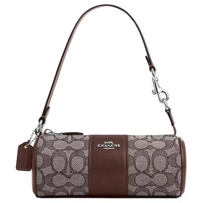 Nolita 20 Klassische Monogramm Reißverschluss Stoff und Leder Zylinder Schultertasche Kleine Damen Taschen Dunkelbraun CU989-SVS8S