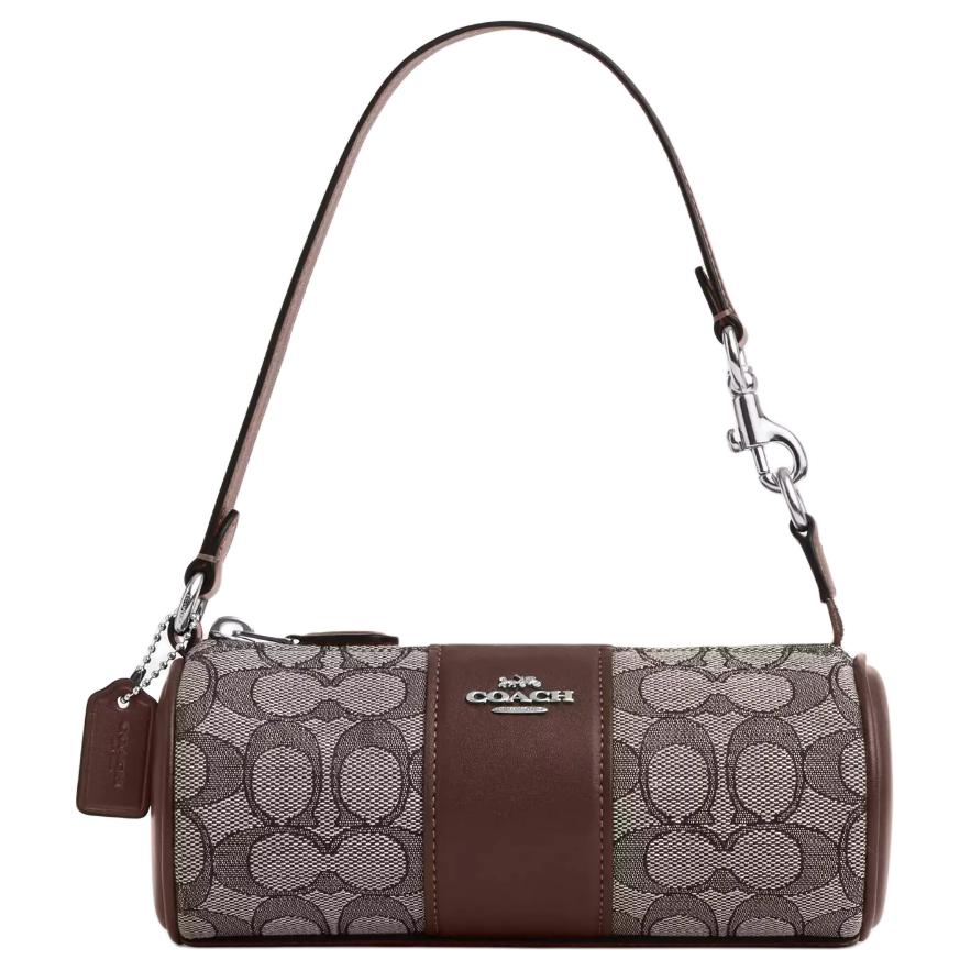 

Coach Nolita 20 Classic Monogram Zip Closure Fabric And Leather Cylinder Shoulder Bag Small Women bags Dark-Brown CU989-SVS8S Basic Set (Bag+Dust Bag)