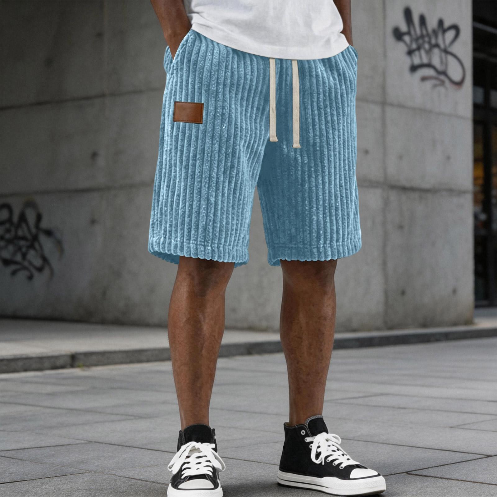 

Men s Vintage Casual Wide Denim Leather Label Casual Loose-fitting Short Pants XL