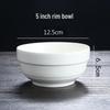 White Ceramic Edge Protection Bowls: 4.5/5/6 Inch Rice, Soup, and Congee Bowls for Household or Commercial Use