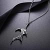 2 Pcs/Set Exquisite Bat Wing Heart Couple Necklace Heart Wing Pendant Necklace Set  Jewelry Decoration Gift for Girl Boy