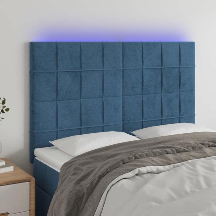 VidaXL LED Headboard Bedroom Furniture Double Bed Accessory Head of Bed Frame Interior Dark Blue 3122476
