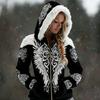 Damen Schneeflocke 3D-Druck Flanell Reißverschluss Kapuzenjacke Winter Warm Fleece Hoodie Lässiger Langarmmantel S-5XL
