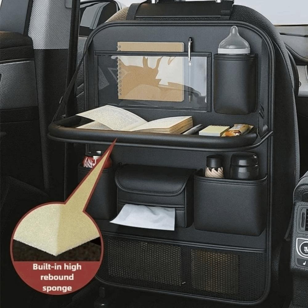 Heavy-Duty Waterproof Fabric Car Back Seat Organizer Foldable Table Tray Long Travels