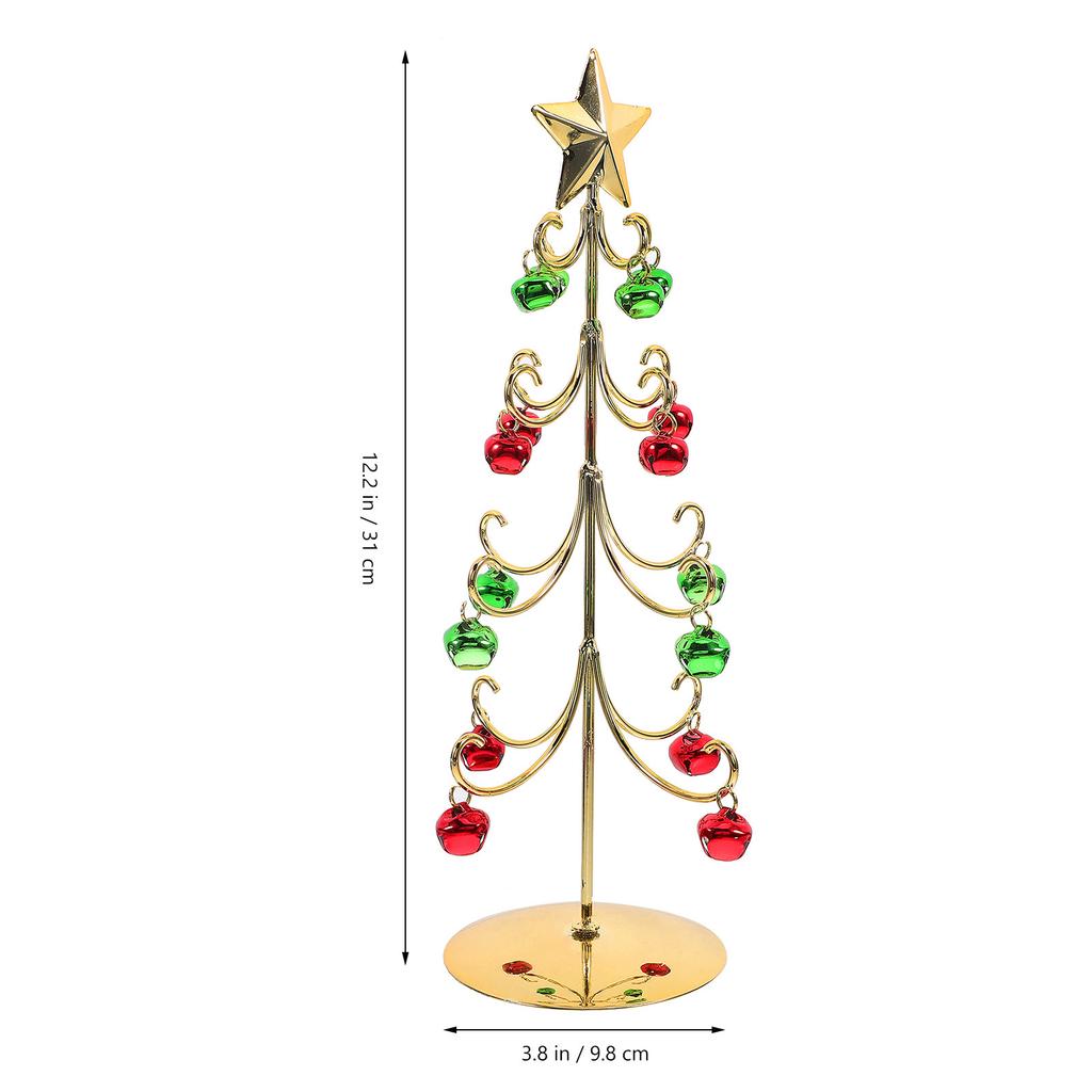 Iron Christmas Tree Small Xmas Tabletop Decor Ornament Bell Metal Christmas Holiday Decorative Adornment Office Cafe Restaurant