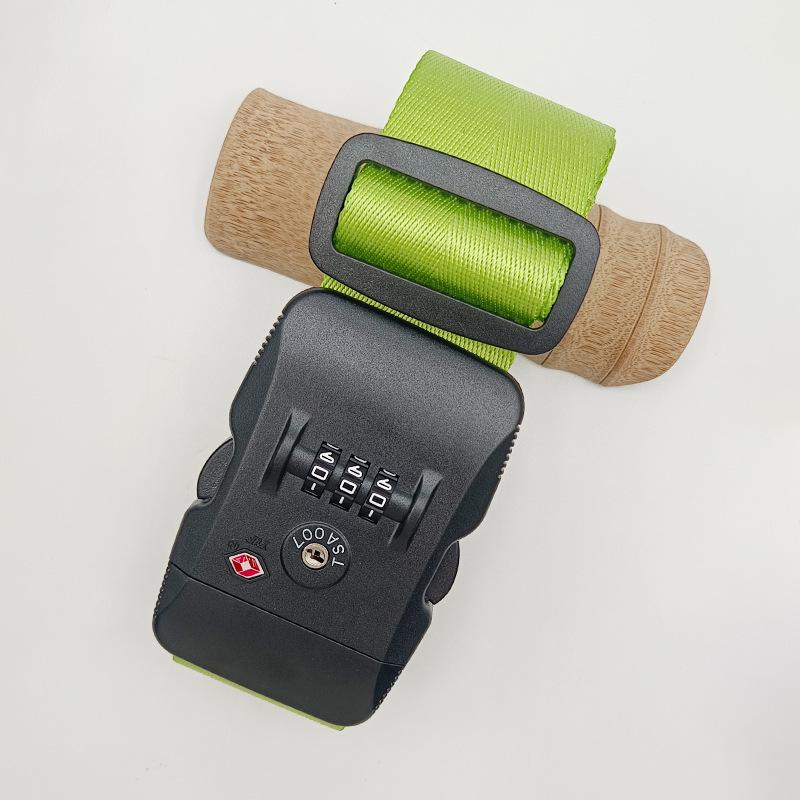 Solid Color Nylon Luggage Strap with Herringbone Pattern, Password Lock, and One-Word Handle